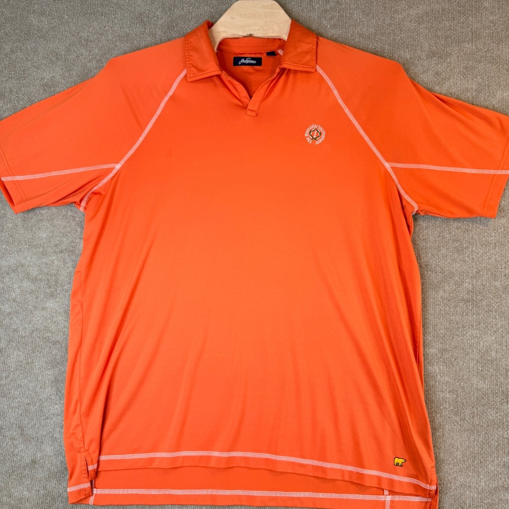 Jack Nicklaus Mens XL Orange The Memorial Tournament Golf Polo Shirt Raglan Bear